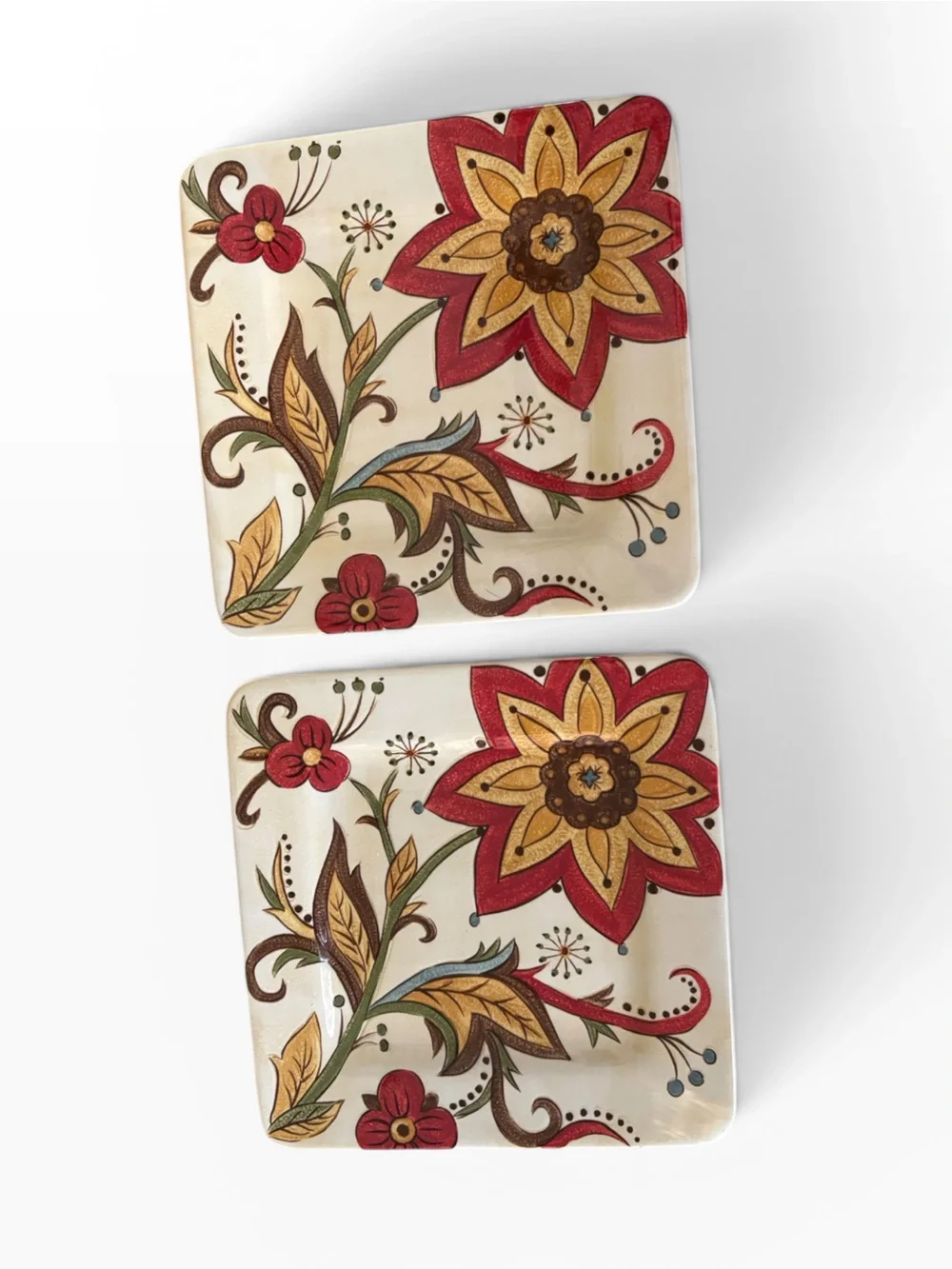 Pier 1 (Set of 2 ) Carynthum Square Salad Plate Discontinued Pattern
